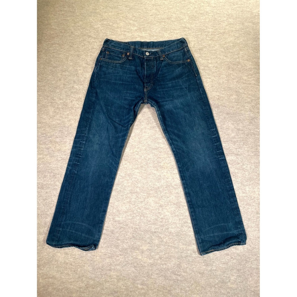 Vintage Levi's 501 Original Fit Jeans Men 34x30 Blue Whiskering Denim Button Fly